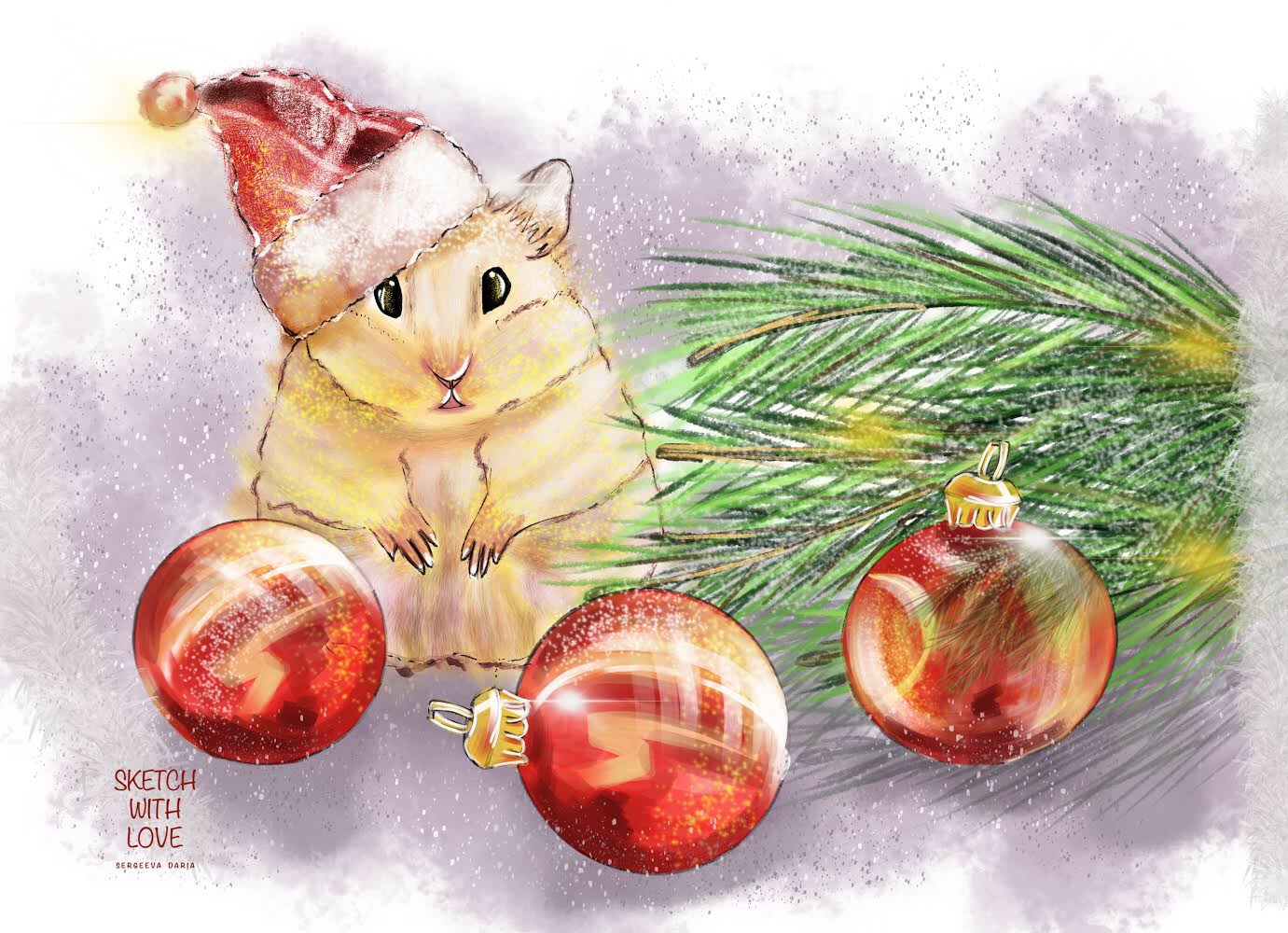 Рисуем новогоднюю цифровую открытку (в подарок близким или на заказ)