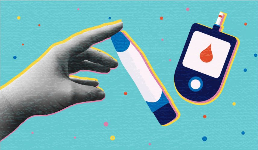 Diabetes management abstract concept with blood sugar monitor